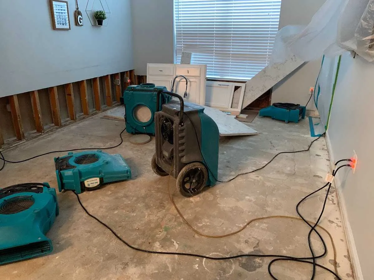 Dehumidifier in flood-cut room for Water Damage Restoration in Elmsford